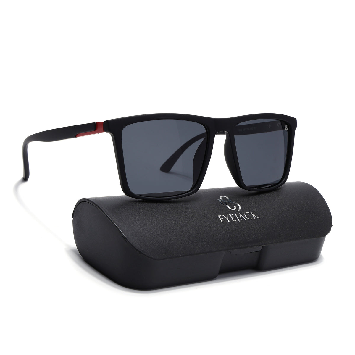 Eyejack Crossline Black Square Polarized Sunglasses for Men & Women (1906PCL2076)