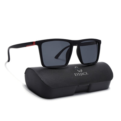 Eyejack Crossline Black Square Polarized Sunglasses for Men & Women (1906PCL2076)