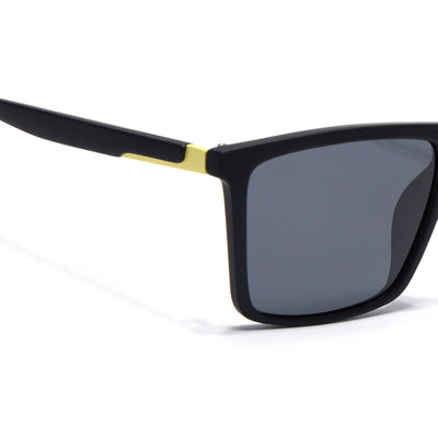 Eyejack Crossline Black Square Polarized Sunglasses for Men & Women (1906PCL2077)