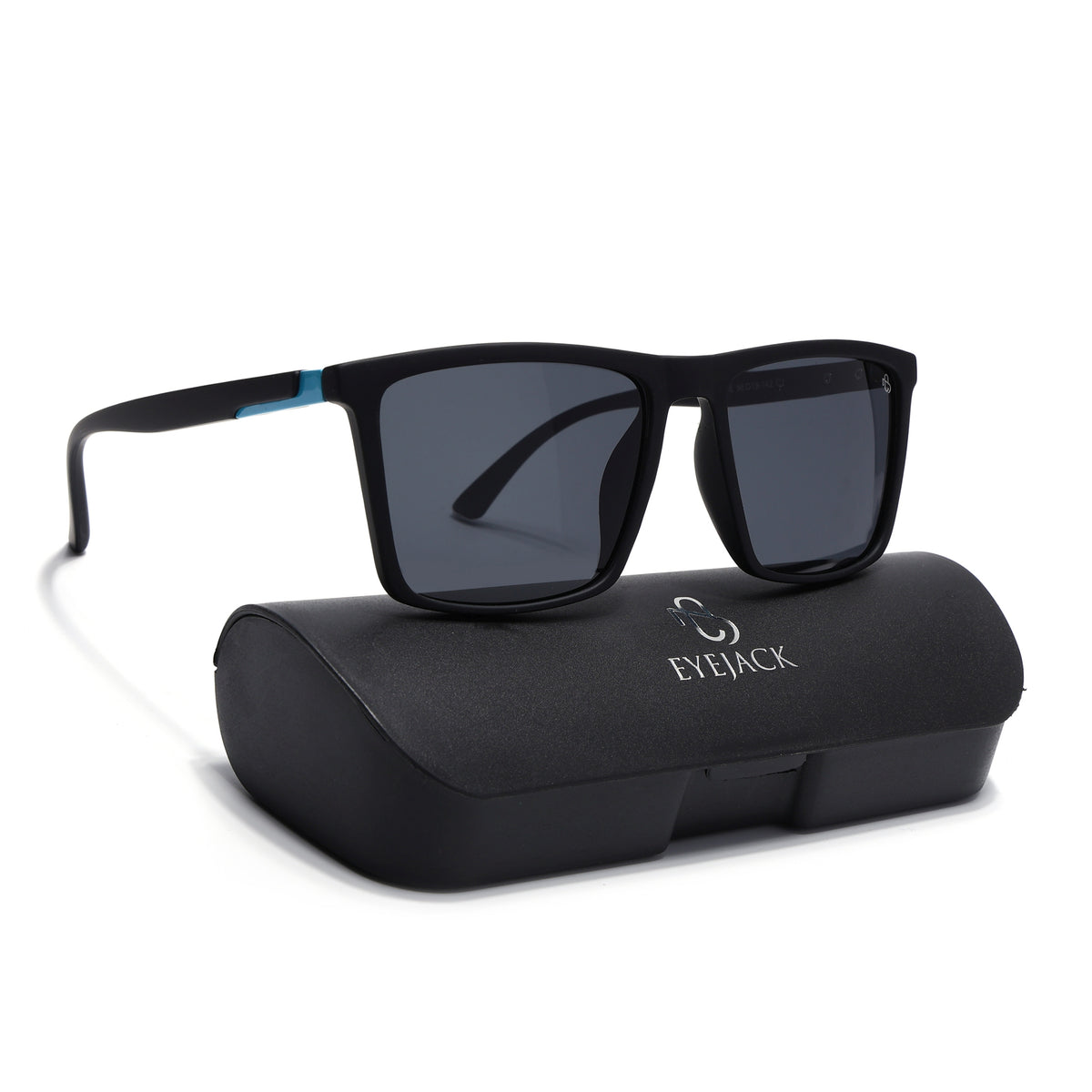 Eyejack Crossline Black Square Polarized Sunglasses for Men & Women (1906PCL2078)