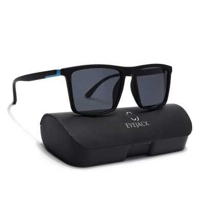 Eyejack Crossline Black Square Polarized Sunglasses for Men & Women (1906PCL2078)