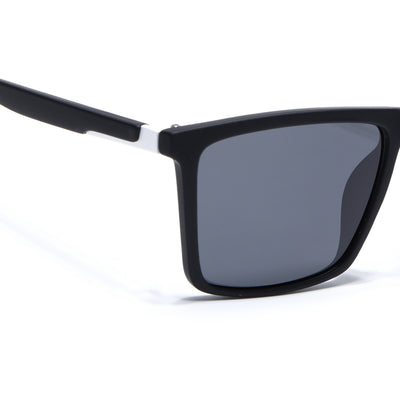 Eyejack Crossline Black Square Polarized Sunglasses for Men & Women (1906PCL2079)