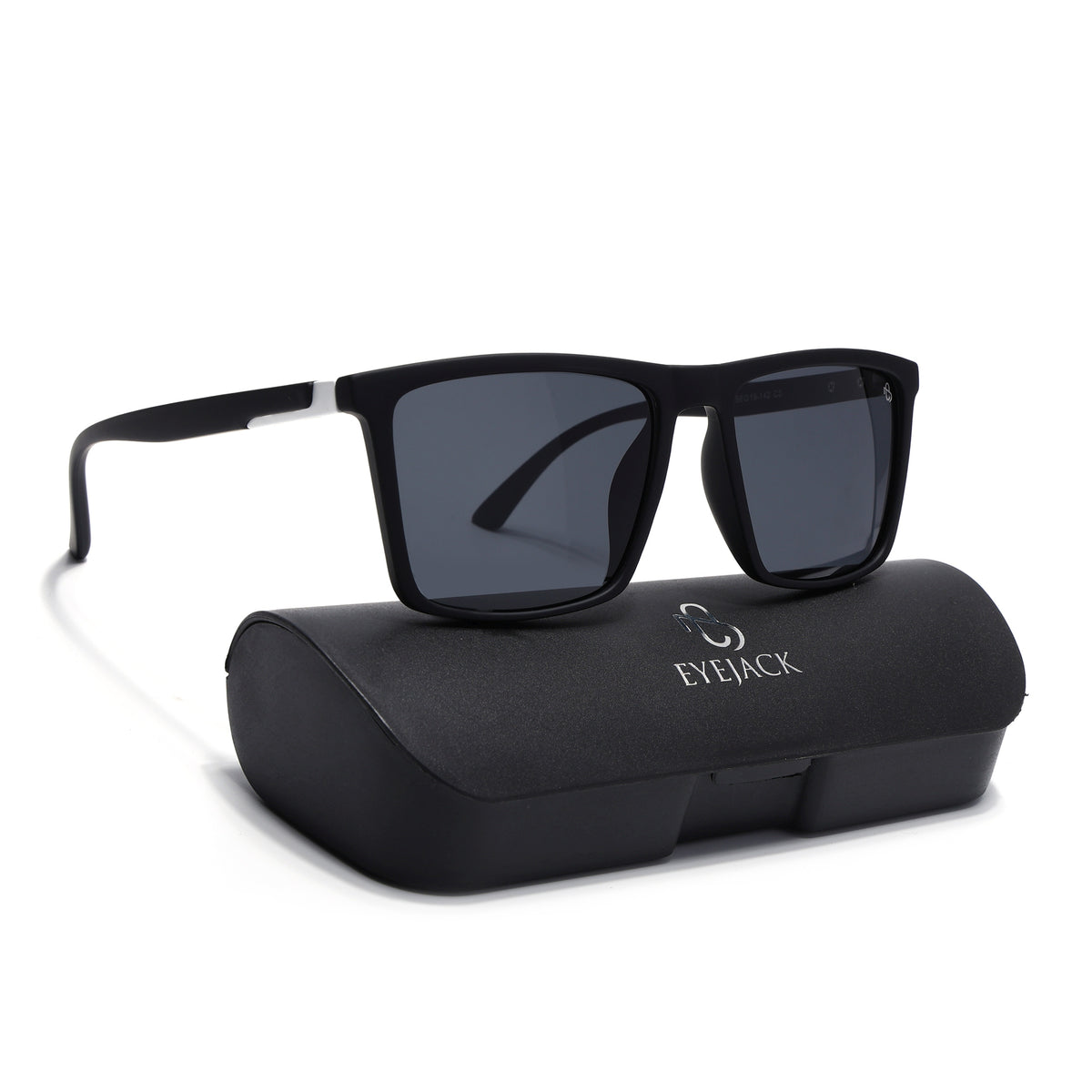 Eyejack Crossline Black Square Polarized Sunglasses for Men & Women (1906PCL2079)
