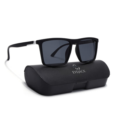 Eyejack Crossline Black Square Polarized Sunglasses for Men & Women (1906PCL2079)