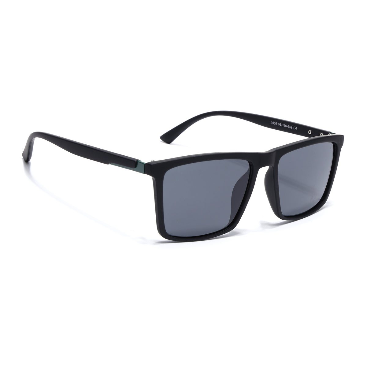 Eyejack Crossline Black Square Polarized Sunglasses for Men & Women (1906PCL2080)