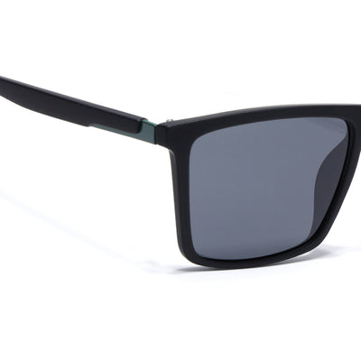 Eyejack Crossline Black Square Polarized Sunglasses for Men & Women (1906PCL2080)