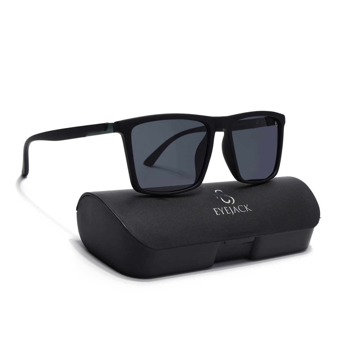 Eyejack Crossline Black Square Polarized Sunglasses for Men & Women (1906PCL2080)