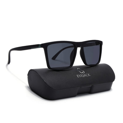 Eyejack Crossline Black Square Polarized Sunglasses for Men & Women (1906PCL2080)