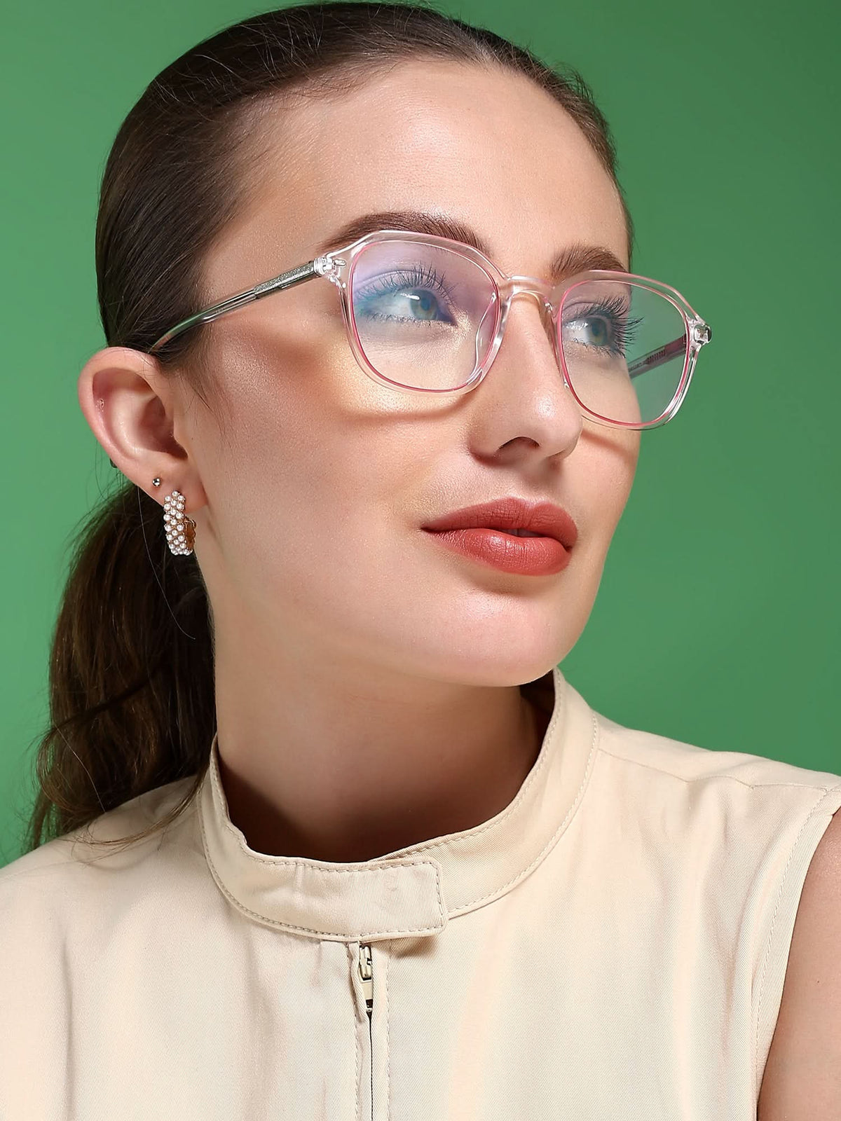 EyeJack Vortex Transparent Pink Square Eyeglasses for Men & Women (SL007CL36-C6)