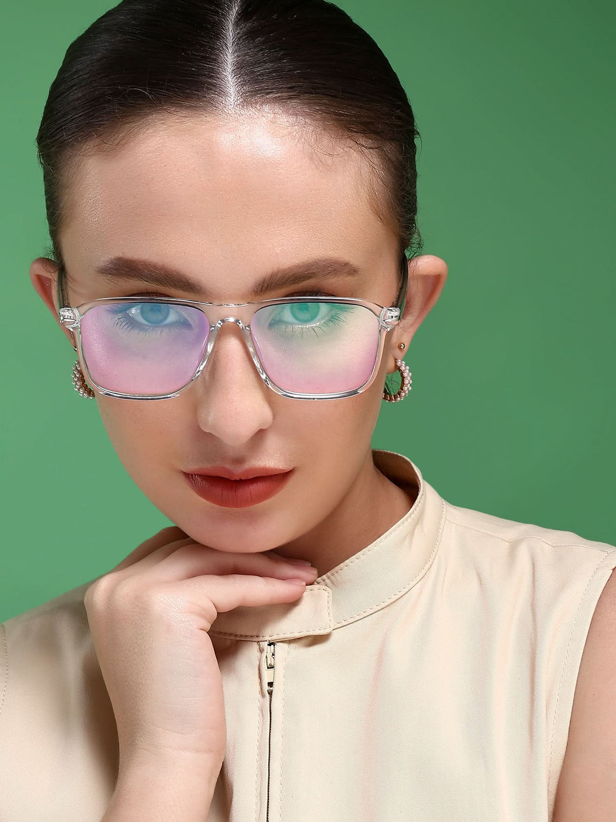 EyeJack Vortex Transparent Black Square Eyeglasses for Men & Women (SL005CL23-C3)