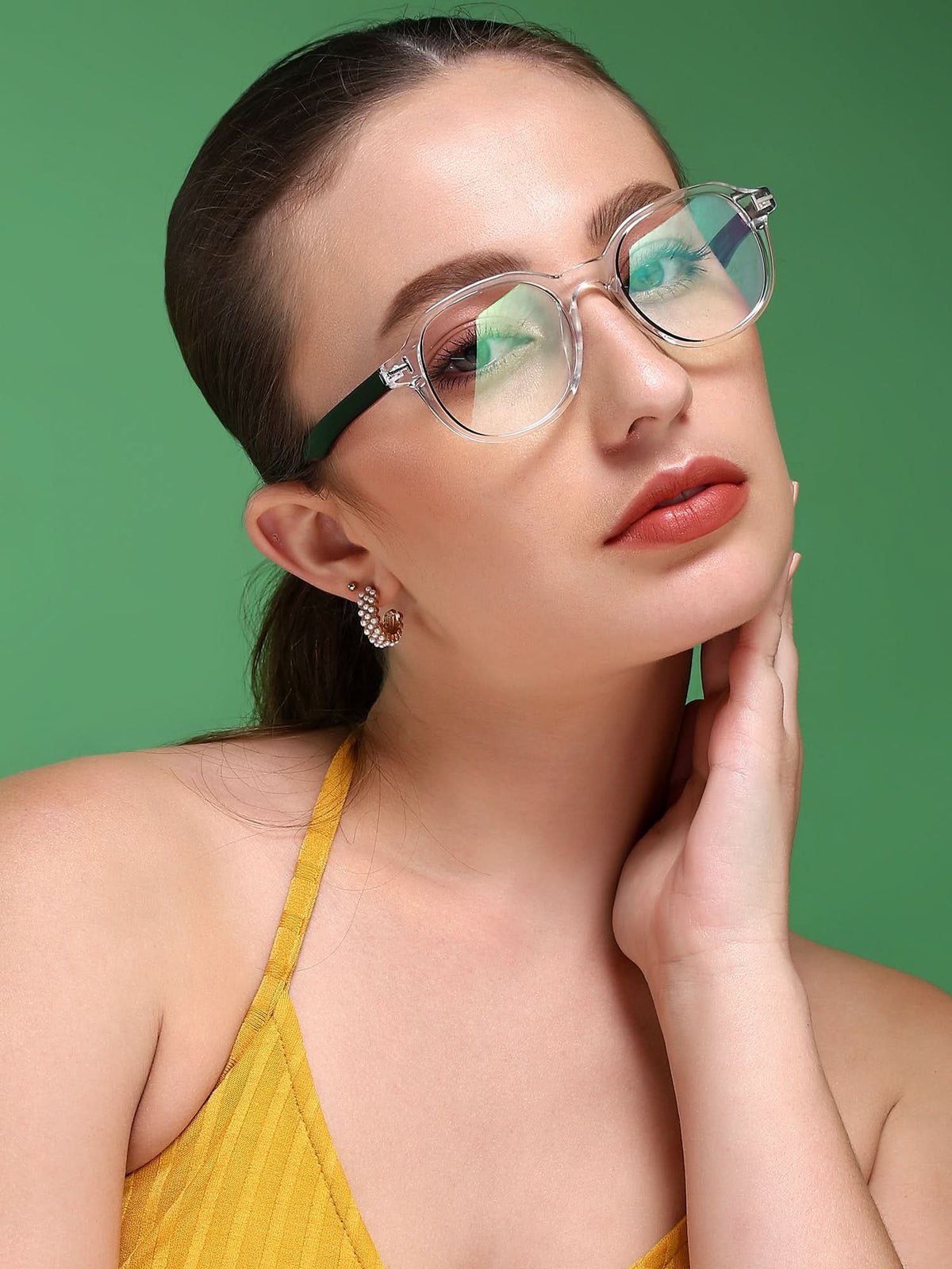 EyeJack Vortex Transparent Black Round Eyeglasses for Men & Women (SL009CL47-C1)