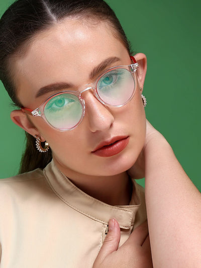 EyeJack Vortex Transparent Red Round Eyeglasses for Men & Women (SL008CL46-C8)