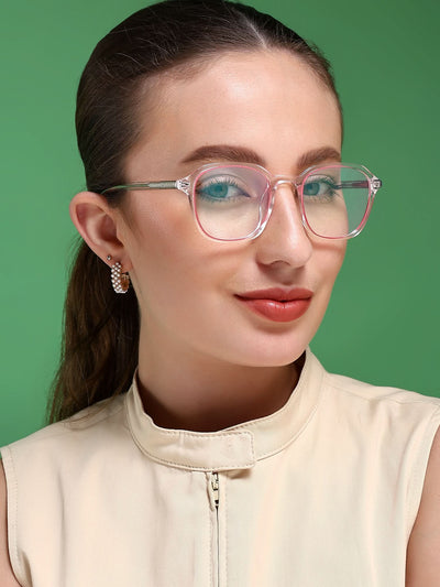 EyeJack Vortex Transparent Pink Square Eyeglasses for Men & Women (SL007CL36-C6)