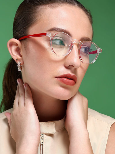 EyeJack Vortex Transparent Red Round Eyeglasses for Men & Women (SL008CL46-C8)