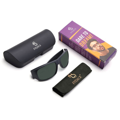 Eyejack Wrap Around Polarized Sunglasses for Men & Women (Green Lens | Grey Frame - 20212PCL541-C4)