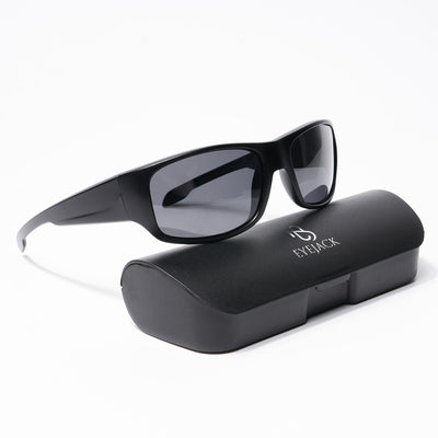 Eyejack Wrap Around Polarized Sunglasses for Men & Women (Black Lens | Matt Black Frame - 20212PCL538-C1)