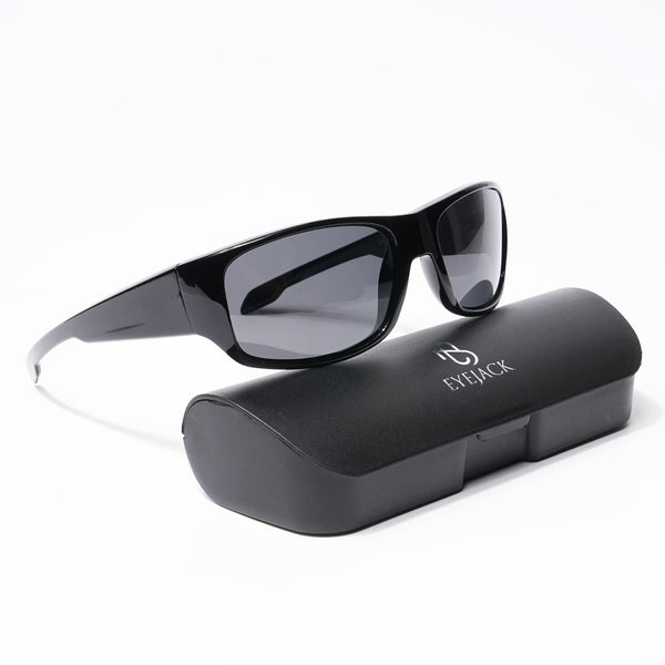 Eyejack Wrap Around Polarized Sunglasses for Men & Women (Black