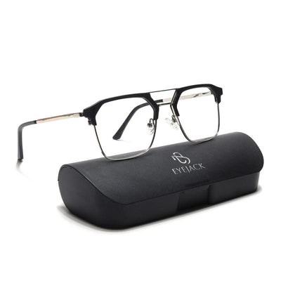 Eyejack Turbo Black & Silver Wayfarer Eyeglasses for Men & Women
