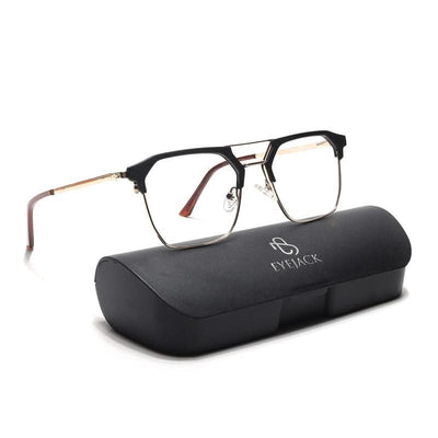 Eyejack Turbo Black & Golden Wayfarer Eyeglasses for Men & Women (202432CL919-C2)
