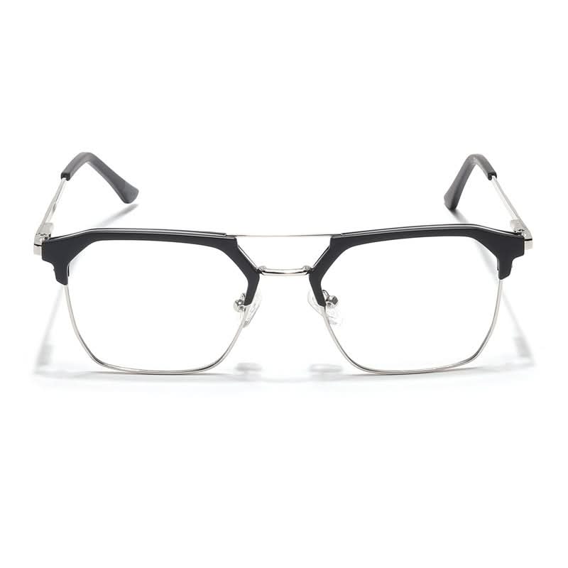 Eyejack Turbo Black & Silver Wayfarer Eyeglasses for Men & Women (202432CL920-C3)