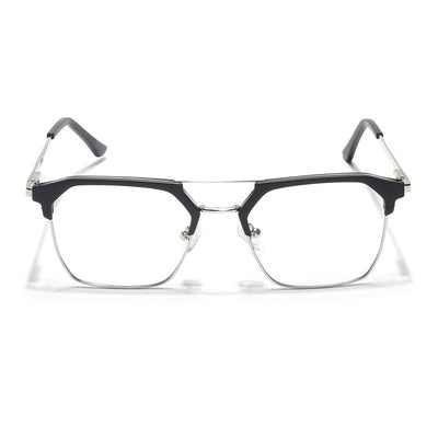 Eyejack Turbo Black & Silver Wayfarer Eyeglasses for Men & Women (202432CL920-C3)