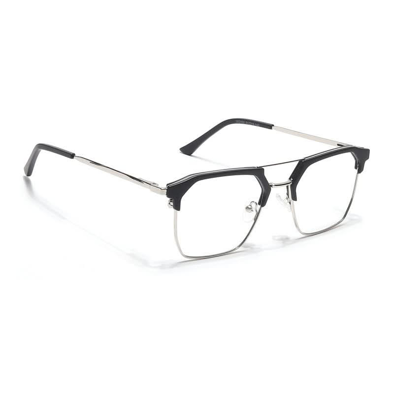 Eyejack Turbo Black & Silver Wayfarer Eyeglasses for Men & Women (202432CL920-C3)
