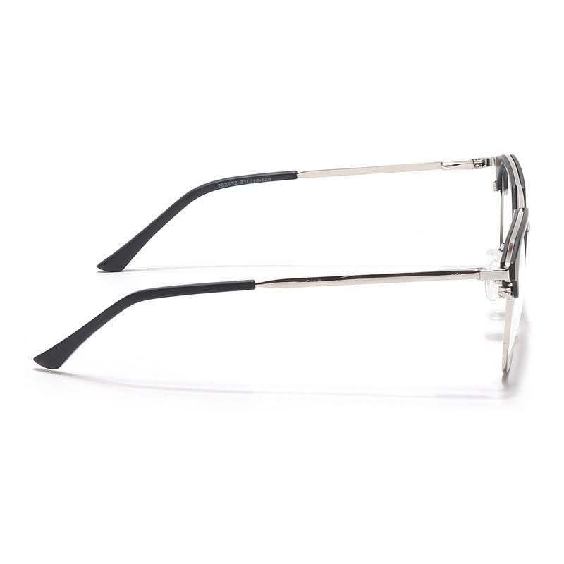 Eyejack Turbo Black & Silver Wayfarer Eyeglasses for Men & Women (202432CL920-C3)