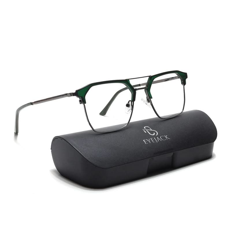 Eyejack Turbo Green & Black Wayfarer Eyeglasses for Men & Women (202432CL921-C4)