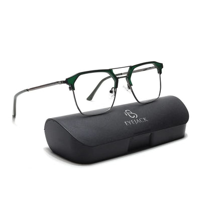 Eyejack Turbo Green & Black Wayfarer Eyeglasses for Men & Women (202432CL921-C4)