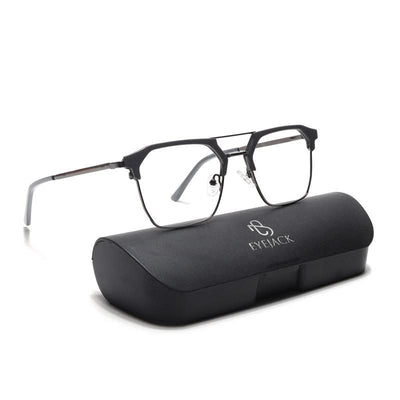 Eyejack Turbo Grey & Black Wayfarer Eyeglasses for Men & Women (202432CL923-C6)