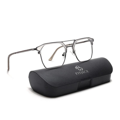 Eyejack Turbo Light Grey & Black Wayfarer Eyeglasses for Men & Women (202432CL924-C7)