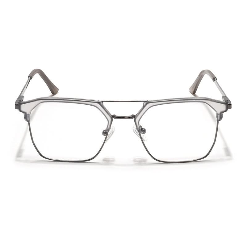 Eyejack Turbo Light Grey & Black Wayfarer Eyeglasses for Men & Women (202432CL924-C7)