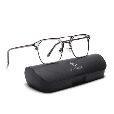 Eyejack Turbo Grey Transparent & Black Wayfarer Eyeglasses for Men & Women (202432CL926-C9)