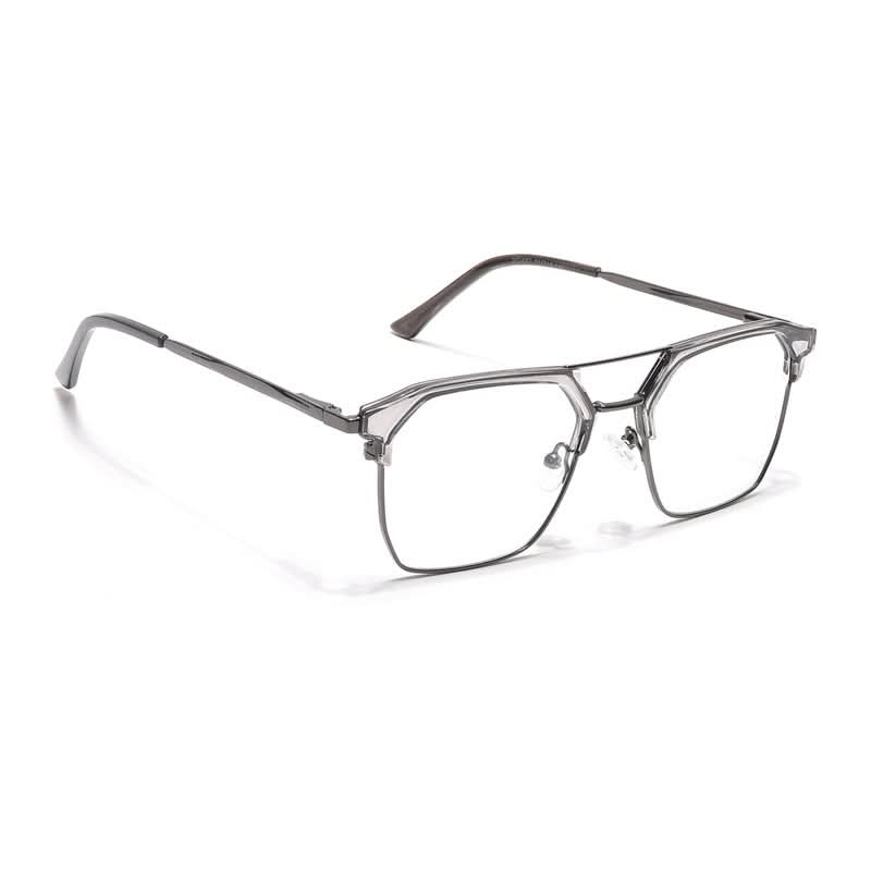 Eyejack Turbo Grey Transparent & Black Wayfarer Eyeglasses for Men & Women (202432CL926-C9)