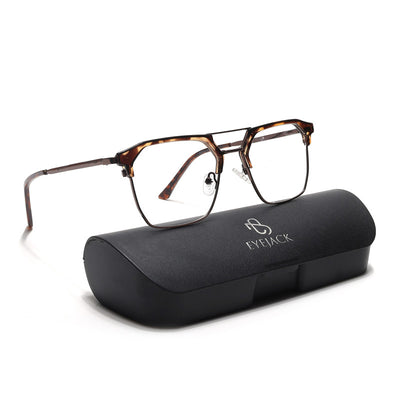 Eyejack Turbo Demi Brown Wayfarer Eyeglasses for Men & Women (202432CL928-C11)