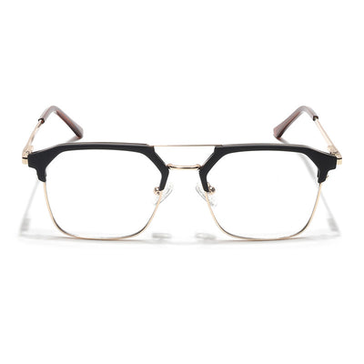 Eyejack Turbo Black & Golden Wayfarer Eyeglasses for Men & Women (202433CL931-C2)