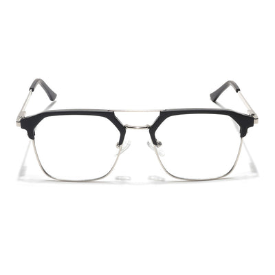 Eyejack Turbo Black & Silver Wayfarer Eyeglasses for Men & Women (202433CL932-C3)