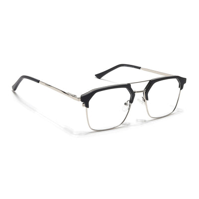 Eyejack Turbo Black & Silver Wayfarer Eyeglasses for Men & Women (202433CL932-C3)