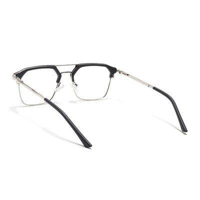 Eyejack Turbo Black & Silver Wayfarer Eyeglasses for Men & Women (202433CL932-C3)