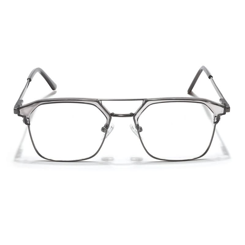 Eyejack Turbo Grey Transparent & Black Wayfarer Eyeglasses for Men & Women (202434CL950-C9)