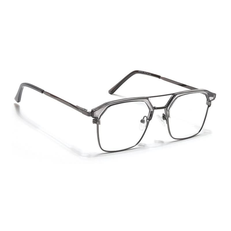 Eyejack Turbo Grey Transparent & Black Wayfarer Eyeglasses for Men & Women (202434CL950-C9)