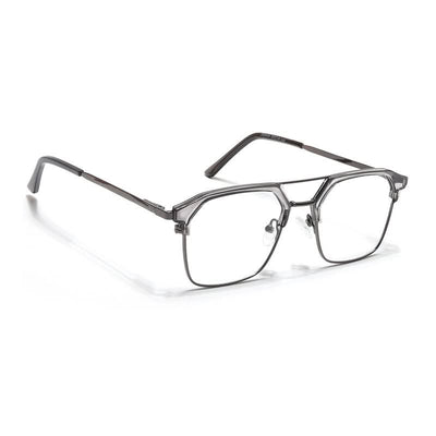 Eyejack Turbo Grey Transparent & Black Wayfarer Eyeglasses for Men & Women (202434CL950-C9)