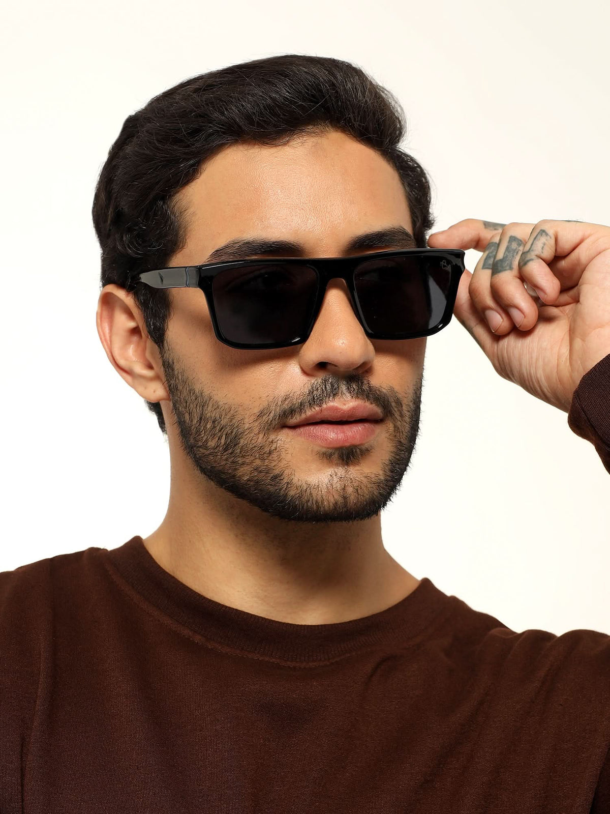 Eyejack Wayfarer Polarized Sunglasses for Men & Women (Black Lens | Shine Black Frame - 20243PCL535-C2)