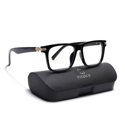 Eyejack Shine Black Square Eyeglasses for Men & Women (2258FCL2150-C1)
