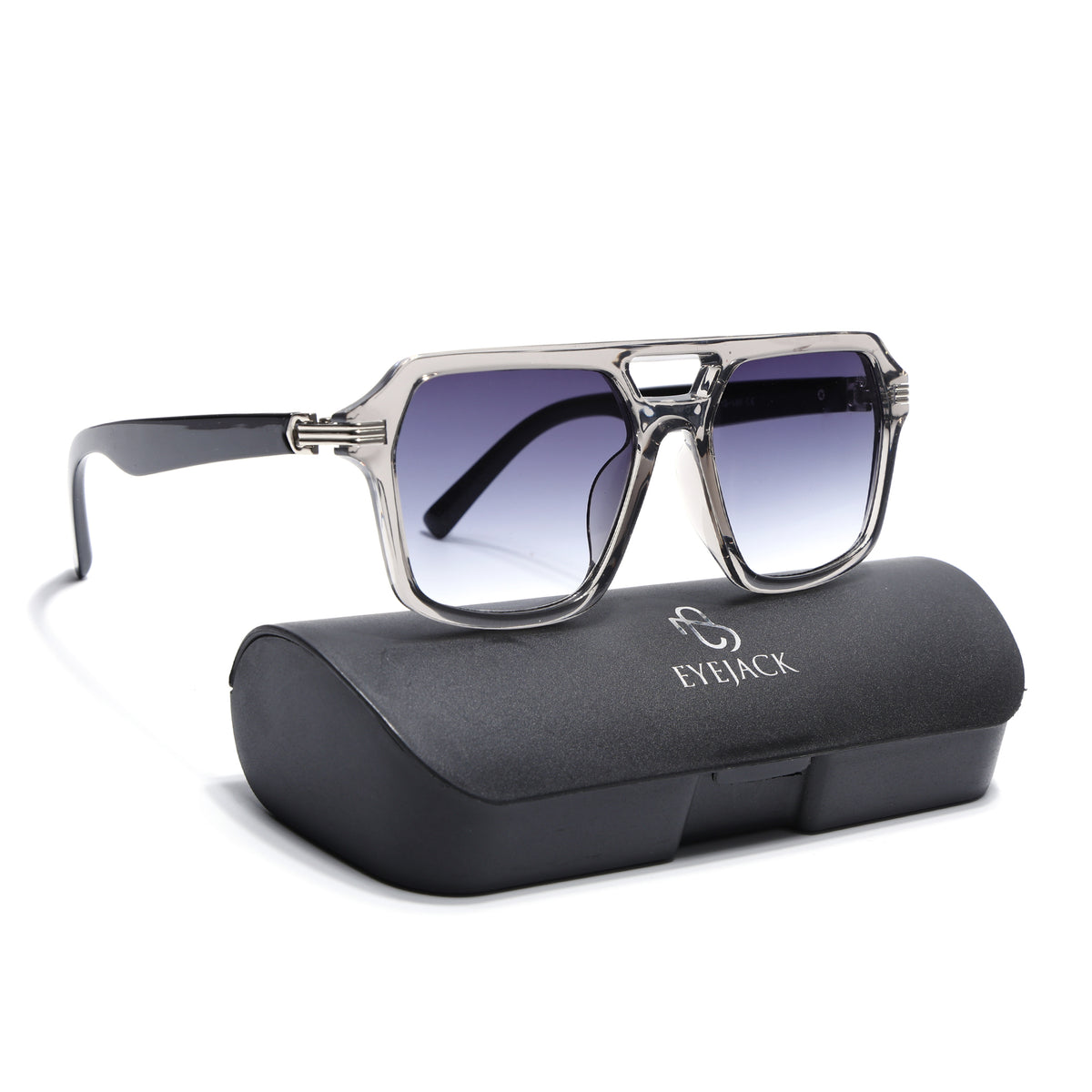 Eyejack Transparent Grey Wayfarer Sunglasses for Men & Women (2259CL2147)