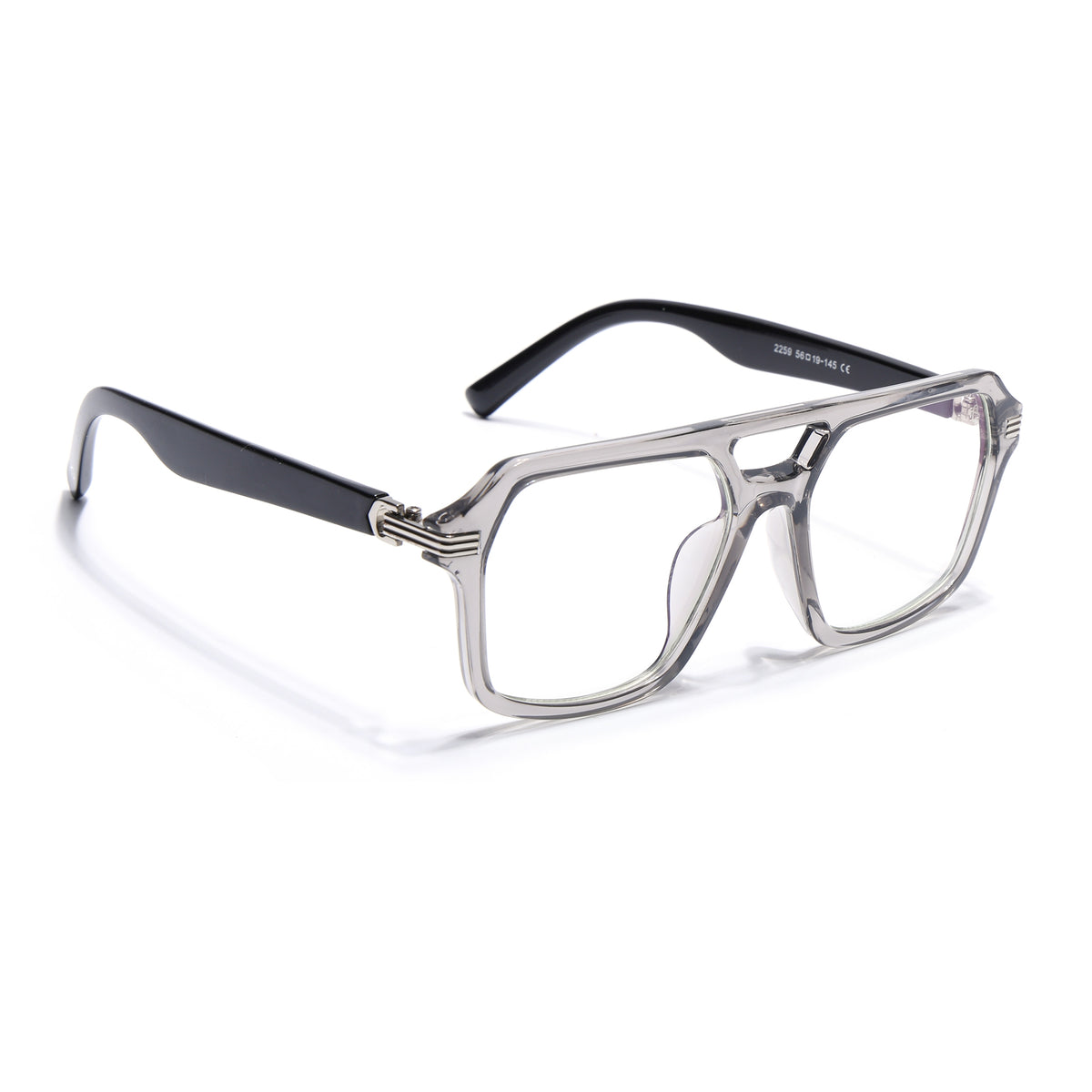 Eyejack Transparent Grey Wayfarer Eyeglasses for Men & Women (2259FCL2154-C2)
