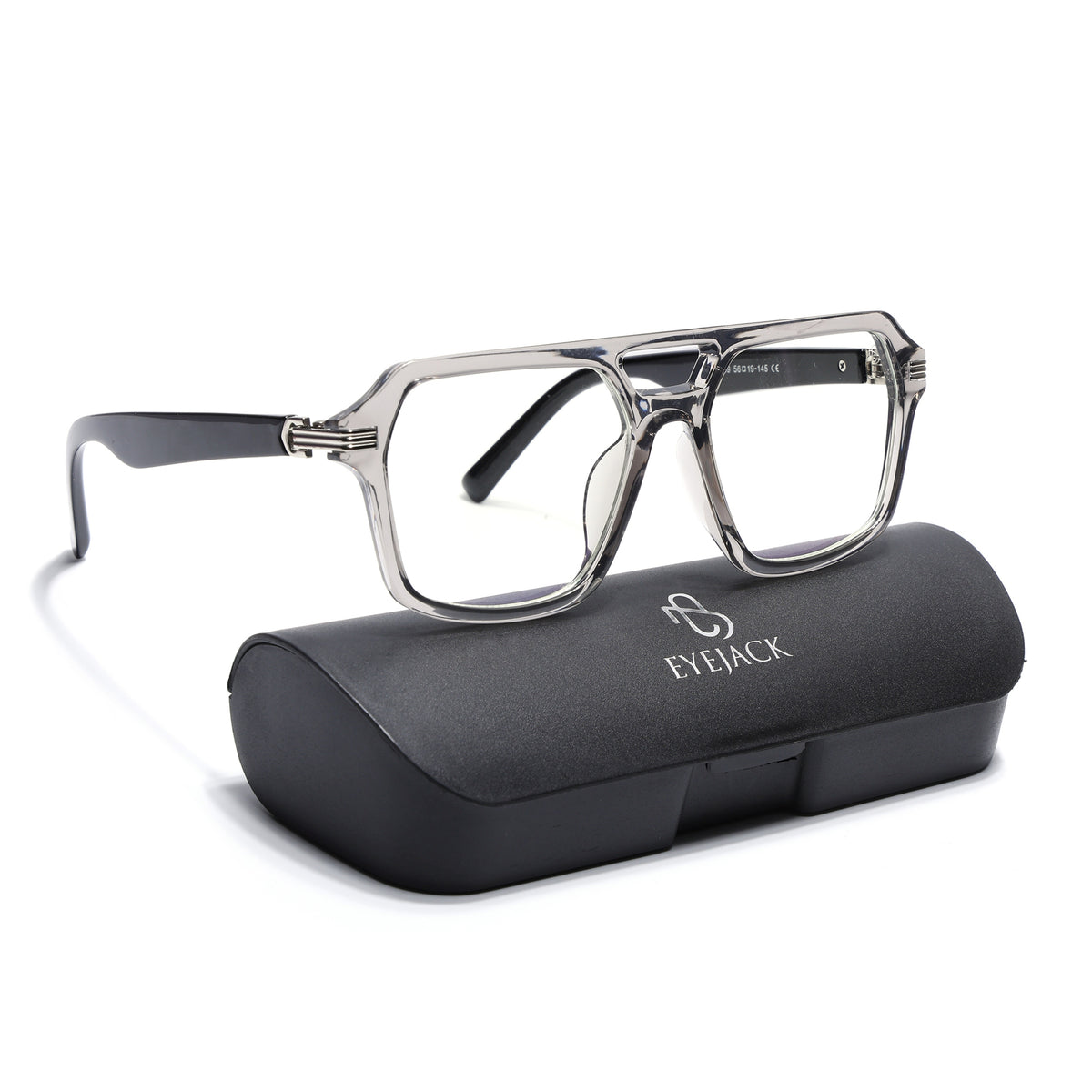 Eyejack Transparent Grey Wayfarer Eyeglasses for Men & Women (2259FCL2154-C2)