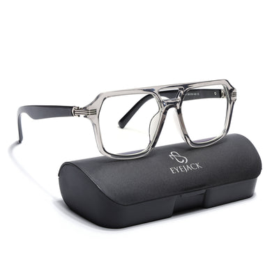 Eyejack Transparent Grey Wayfarer Eyeglasses for Men & Women (2259FCL2154-C2)