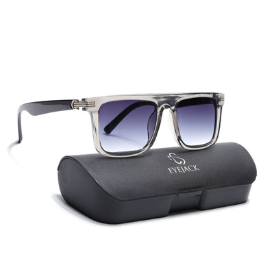 Eyejack Transparent Grey Rectangle Sunglasses for Men & Women (2261CL2149)