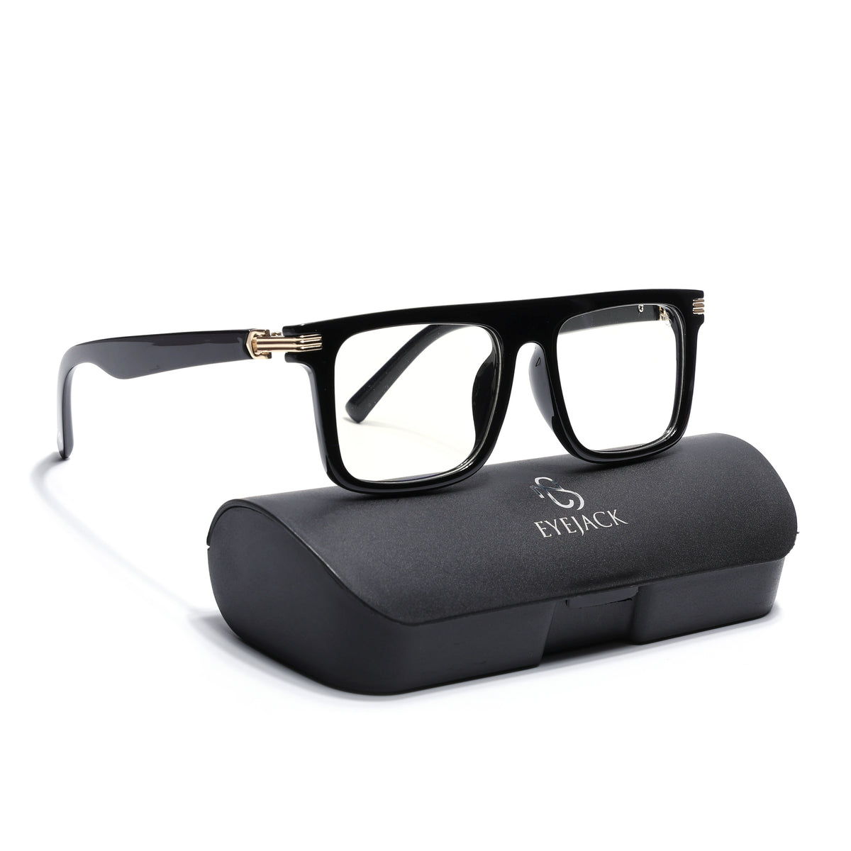 Eyejack Shine Black Wayfarer Eyeglasses for Men & Women (2261FCL2156-C1)
